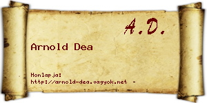 Arnold Dea névjegykártya
